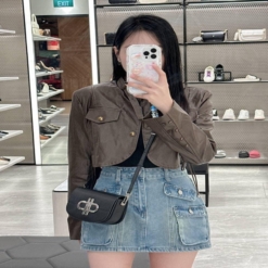 Túi Pedro Icon Mini Leather Shoulder Bag Màu Đen Khóa Bạc